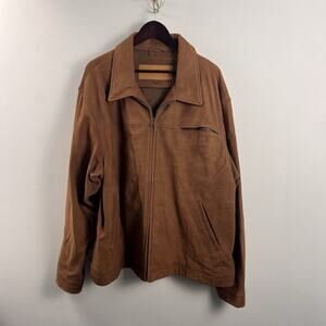 Y2K Timberland Suede Leather Brown Jacket Adult Men's XX-Large